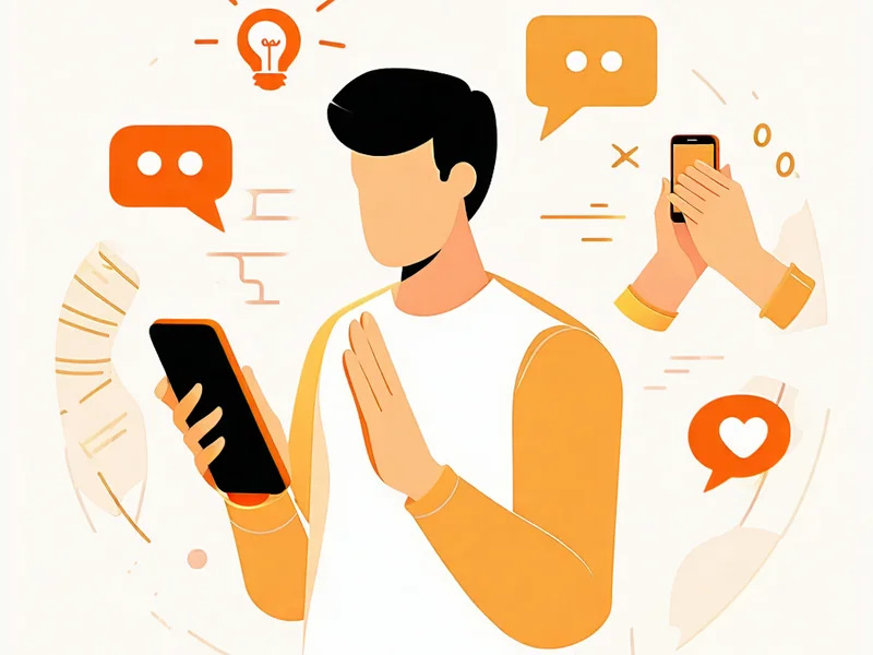 Hình ảnh một người đang gọi điện hoặc tìm kiếm sự giúp đỡ, với các biểu tượng điện thoại, tin nhắn và dấu hỏi, thể hiện việc tìm kiếm tài nguyên hỗ trợ và sự đồng cảm.